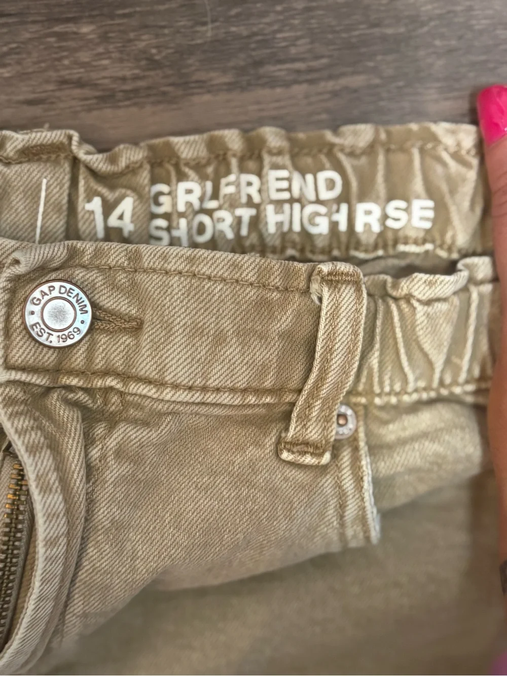 GAP Girls Tan Elastic-Waist Denim Shorts
